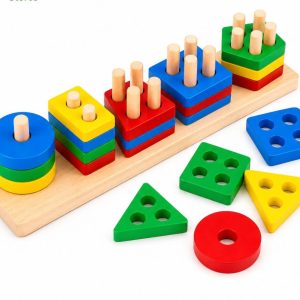 Wooden Shape & Color Matching Puzzle (20 Pieces)