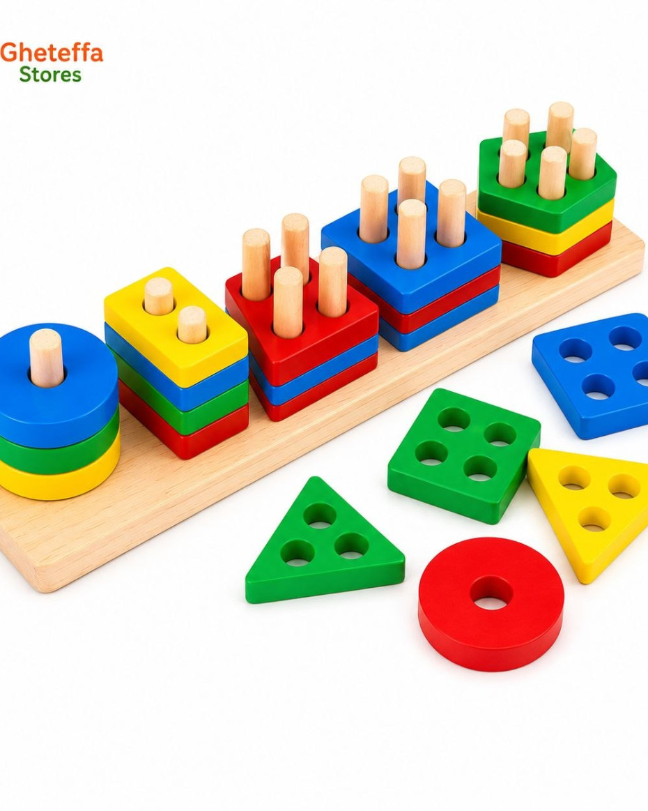 Wooden Shape & Color Matching Puzzle (20 Pieces)