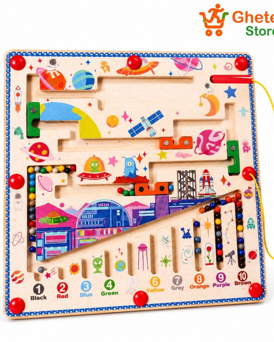 Magnetic Bead Maze Learning Board – Wooden Montessori Toy