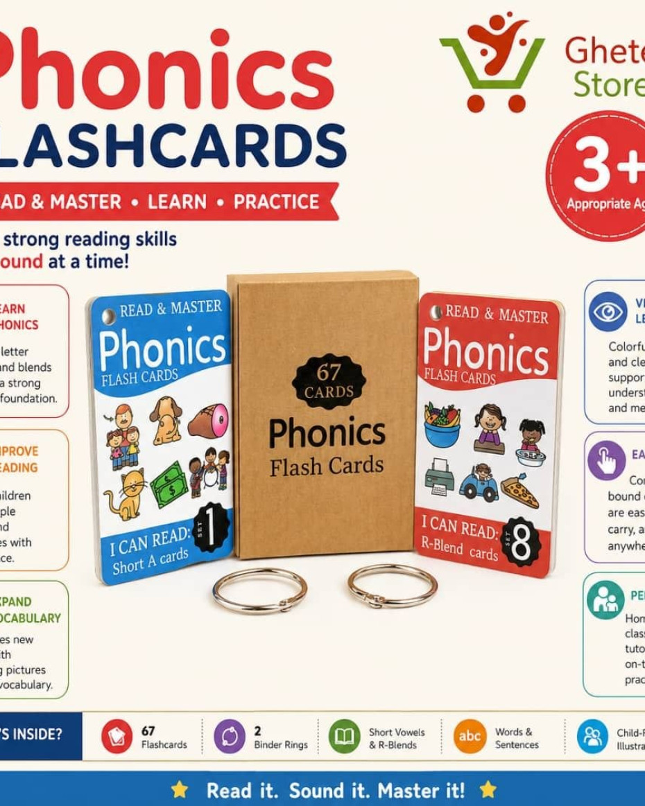 Phonics Flash Cards – 67 Card Reading Set