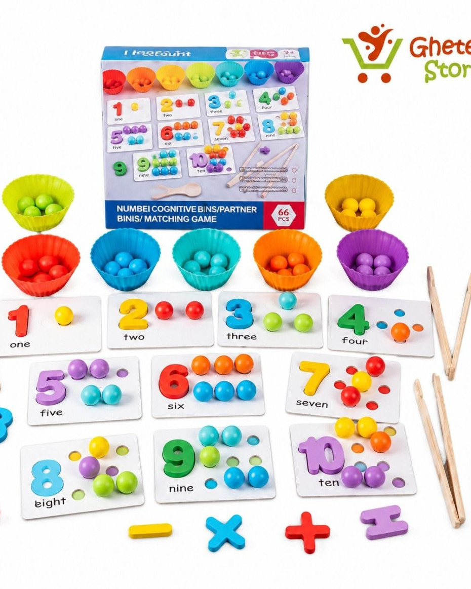 66-Piece Number Matching & Color Sorting Montessori Learning Set
