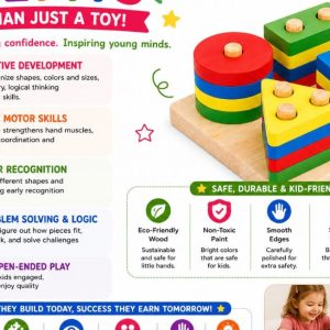 Wooden Shape Sorting & Stacking Puzzle