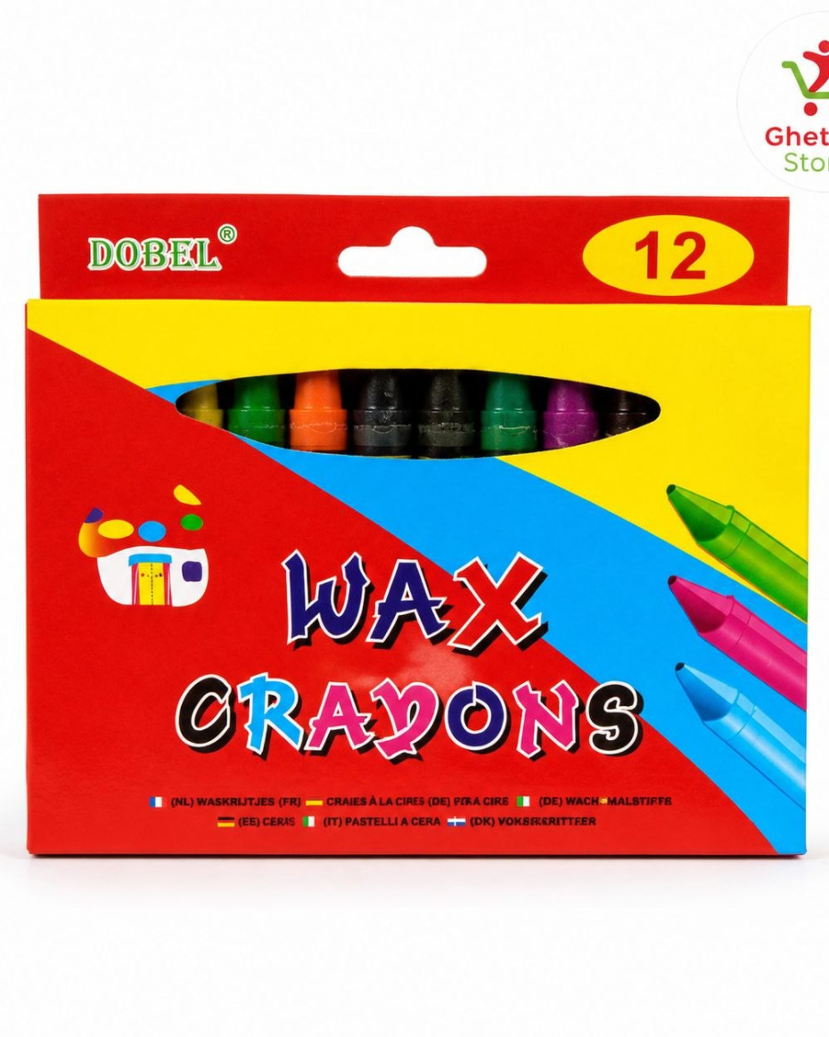 12-Colour Wax Crayons for Kids