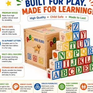 Wooden Alphabet Building Blocks