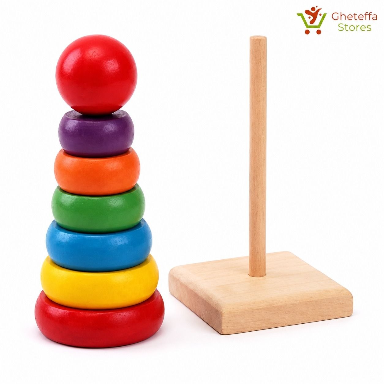 Wooden Rainbow Stacking Tower Toy - Image 5