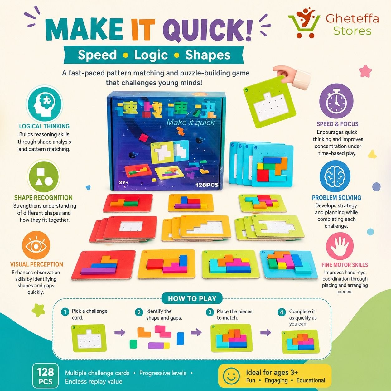 Tetris Puzzle Challenge Board Game – 128 Challenges - Image 5