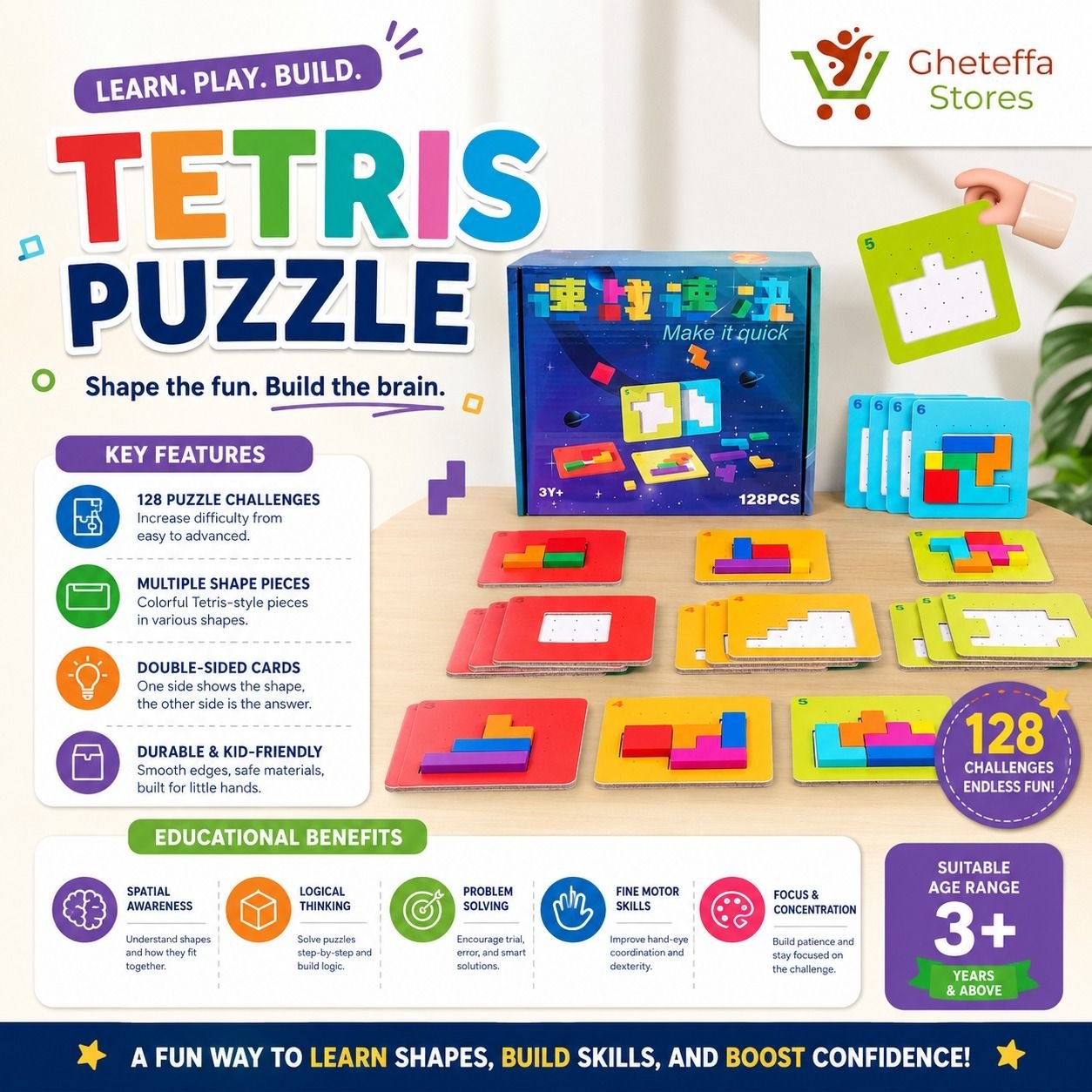 Tetris Puzzle Challenge Board Game – 128 Challenges - Image 2