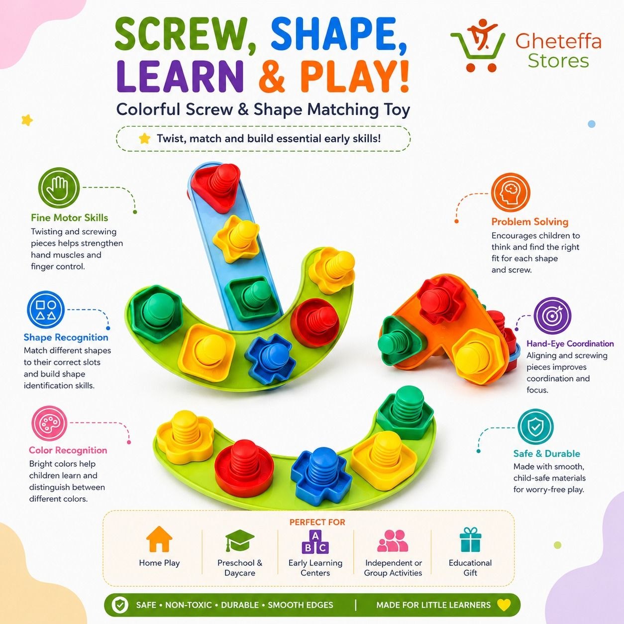 Twist & Build Nuts and Bolts Learning Toy - Image 3