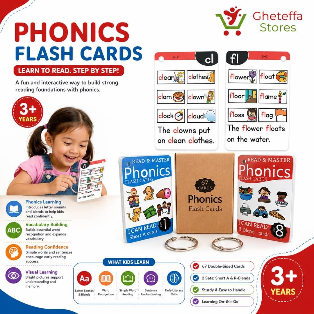 Phonics Flash Cards – 67 Card Reading Set - Image 4