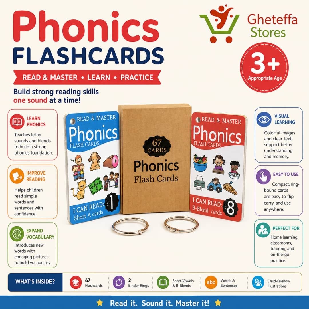 Phonics Flash Cards – 67 Card Reading Set - Image 3