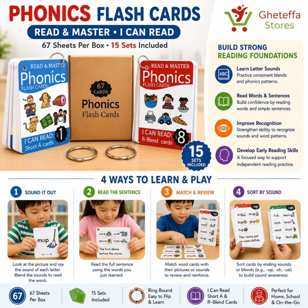 Phonics Flash Cards – 67 Card Reading Set - Image 2