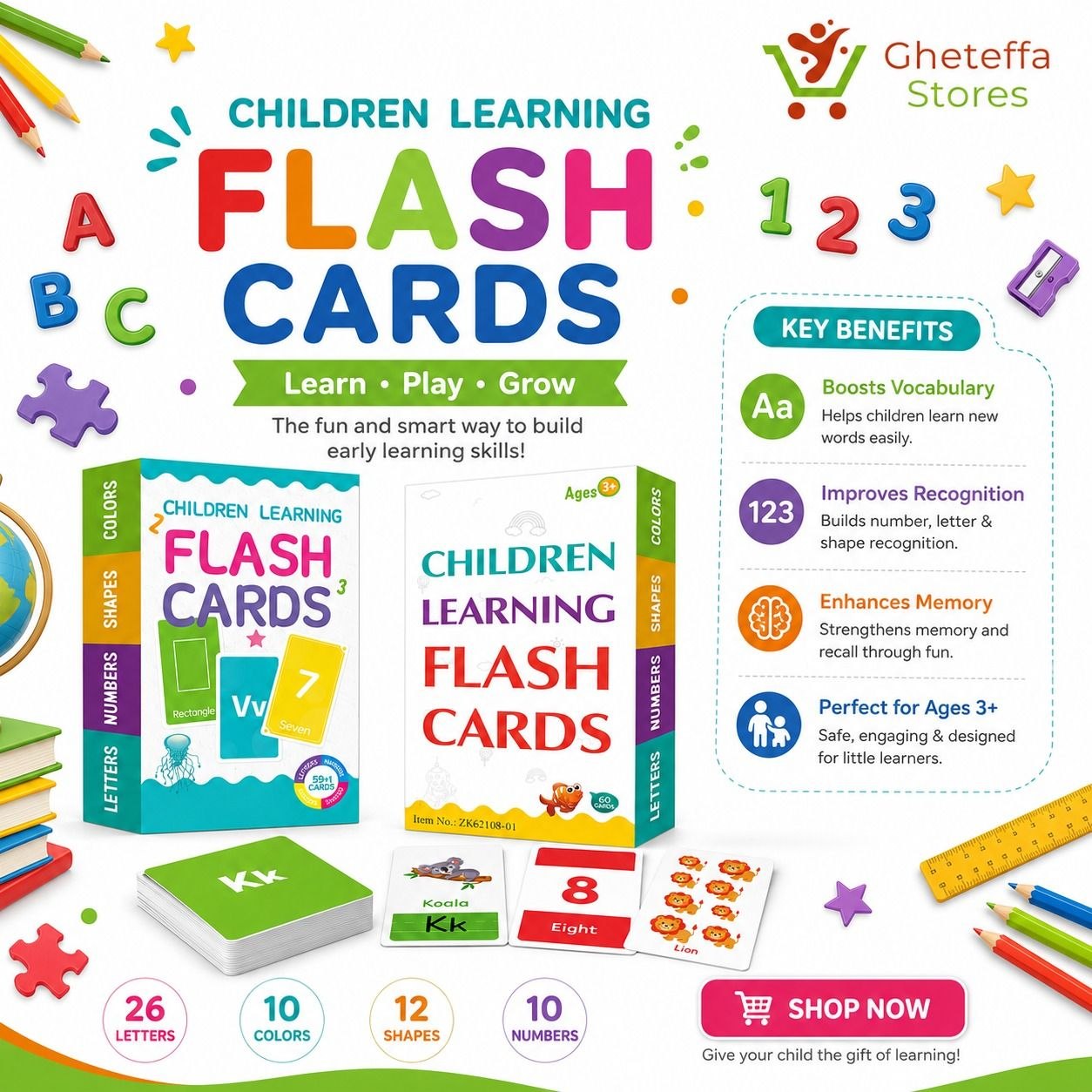 Children Learning Flash Cards (60 Cards) - Image 2