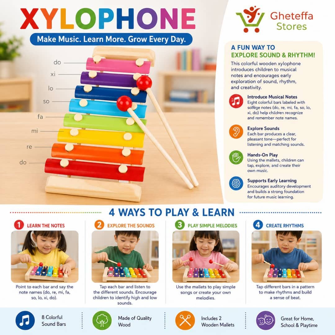 Wooden Rainbow Xylophone for Kids - Image 4