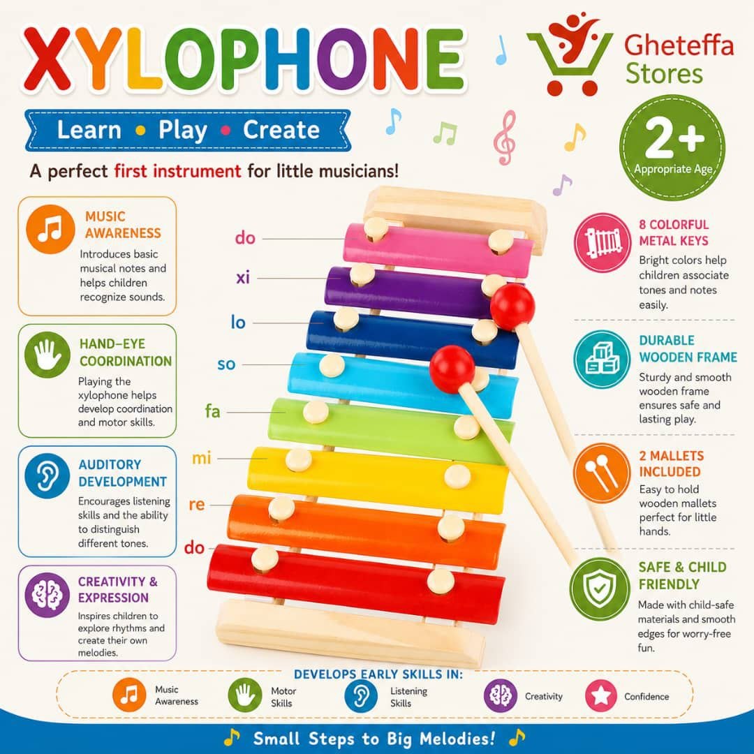 Wooden Rainbow Xylophone for Kids - Image 3